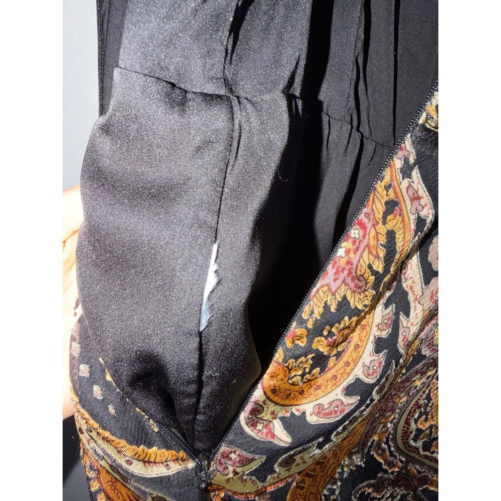 House of Harlow 1960 x REVOLVE Paisley Ruffle Wide Leg Jumpsuit Black Gold XS - Picture 8 of 11